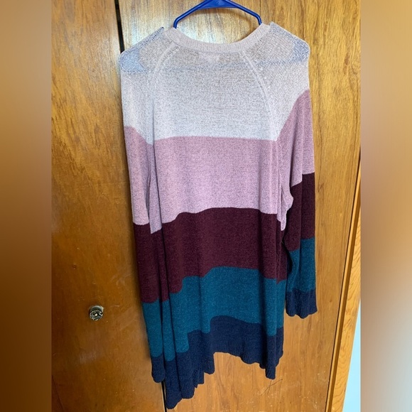 Maurices plus size 3 women’s long sleeve cardigan blue purple color blocks - Picture 8 of 11